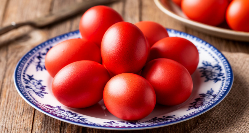 Шелуху от лука не собираю: беру 1 овощ и получаю красивые красные яйца к Пасхе