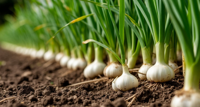 В конце апреля чесноку — первым делом: 1 стакан заменит КАМАЗ навоза — головки размером с кулак