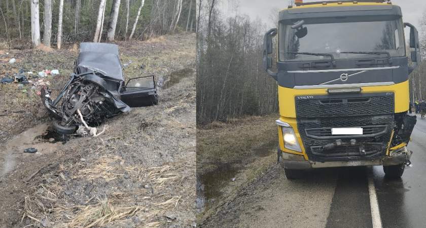 В Вологодской области водитель «Жигулей» пострадал в столкновении с грузовиком