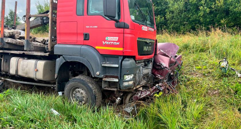 Четыре человека погибли в лобовом столкновении грузовика и легковушки в Вологодской области