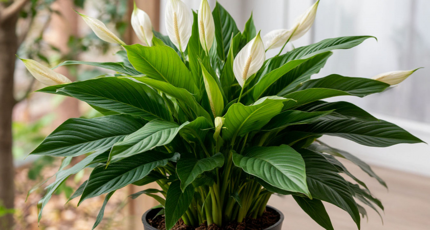 10 ложек на 1 литр — и спатифиллум как подменили: "белые паруса" лезут без устали, листья выросли размером с блюдце