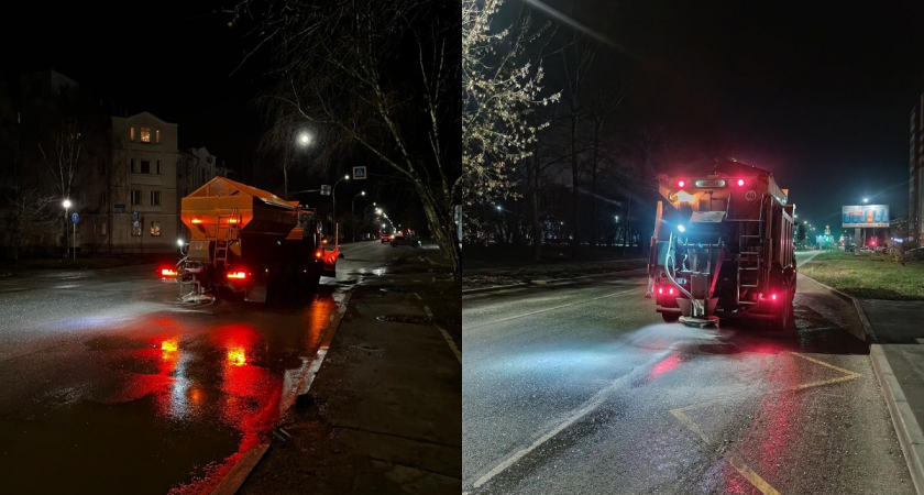 Этой ночью 25 единиц коммунальной спецтехники боролись в Вологде с гололедом