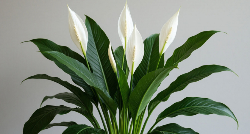 В ноябре спатифиллум требует особого ухода: 2 г в воду — и цветоносов не сосчитать, лезут без остановки даже зимой