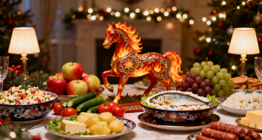 1 тарелка на столе в Новый Год-2026: символ года Огненная Лошадь одарит вас щедро — вот что ей по нраву