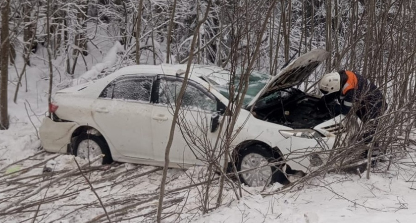 Иномарка перевернулась в кювете в Вологодской области