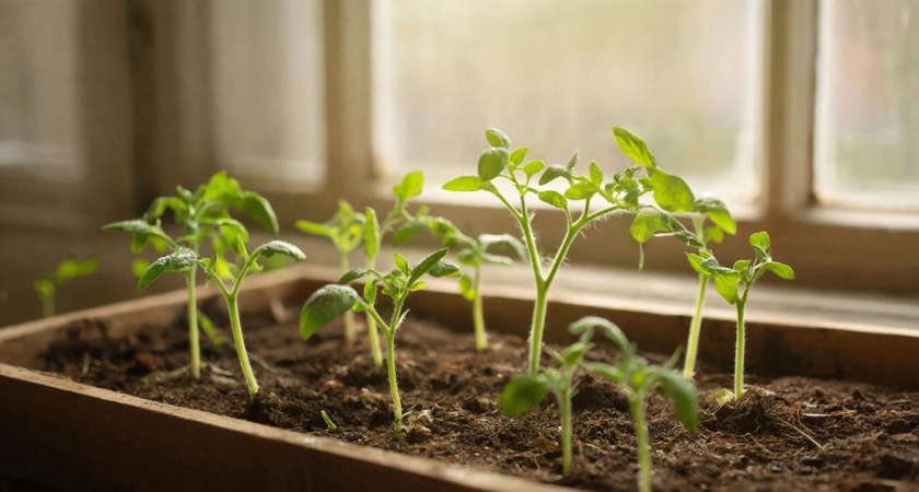 Крошу 5 зёрнышек на почву - вся рассада лезет густой щёткой: не темнеет, не вянет